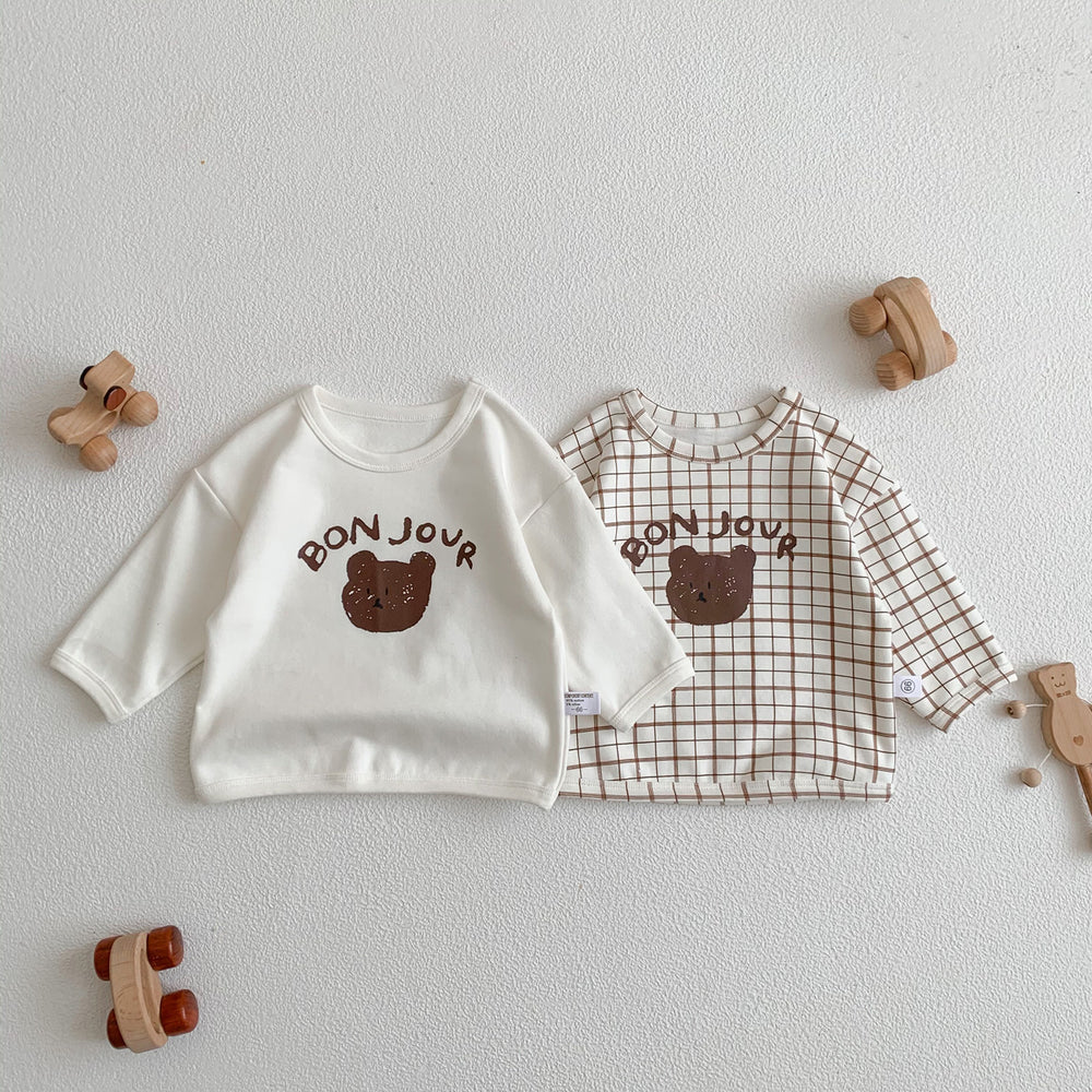 Baby Unisex Letters Checked Animals Print Hoodies Sweatshirts Wholesale 23020837