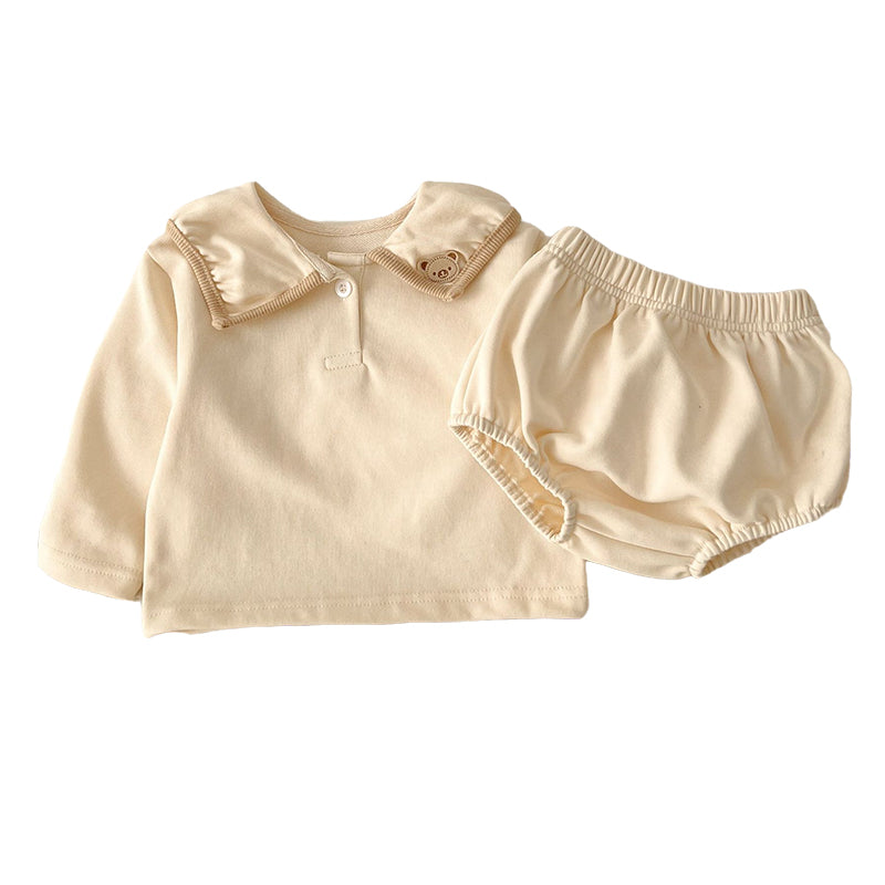 2 Pieces Set Baby Unisex Solid Color Tops And Shorts Wholesale 230208378