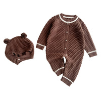 Load image into Gallery viewer, Baby Unisex Solid Color Knitwear Jumpsuits And Hats Wholesale 23020862
