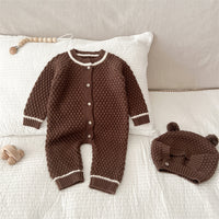 Load image into Gallery viewer, Baby Unisex Solid Color Knitwear Jumpsuits And Hats Wholesale 23020862
