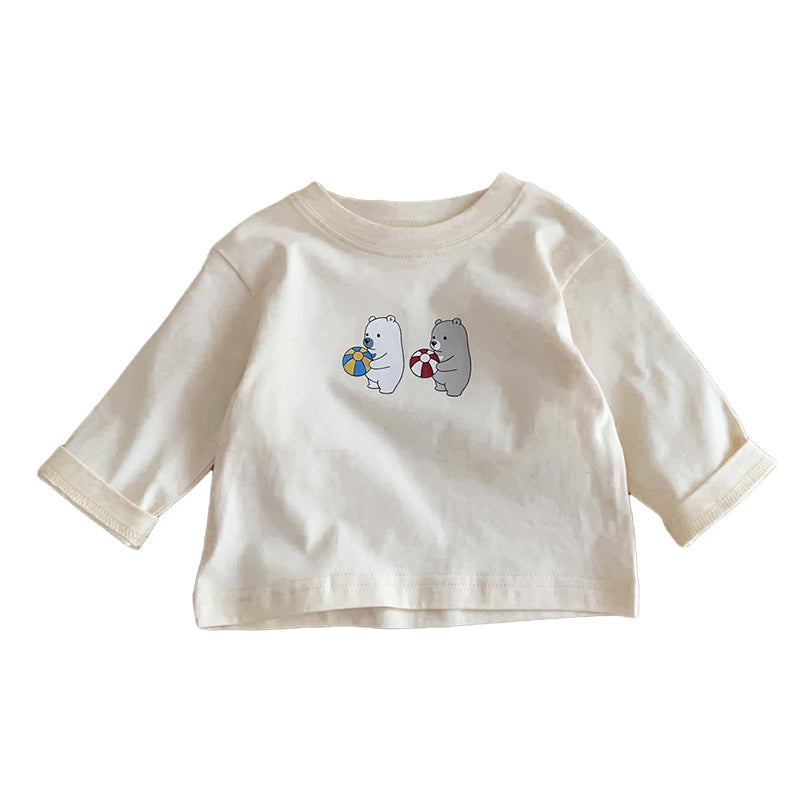 Baby Unisex Cartoon Print Tops And Solid Color Rompers Wholesale 23020873