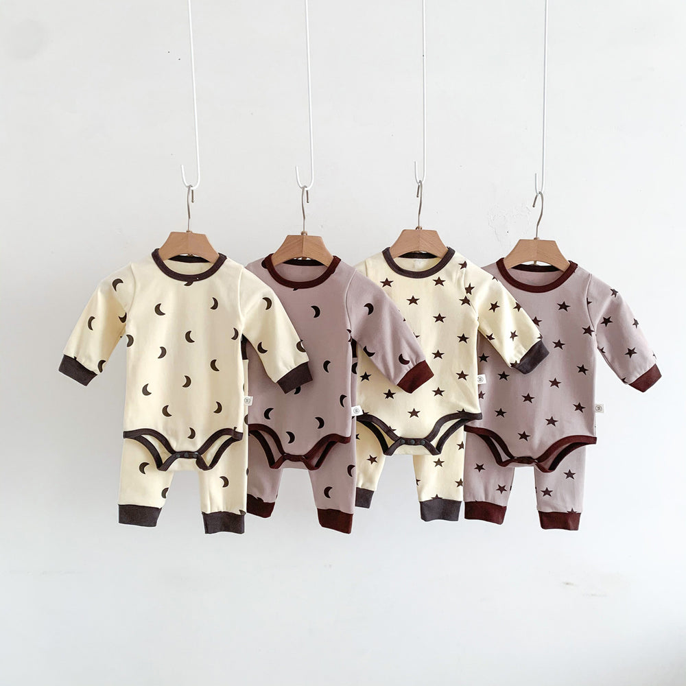 2 Pieces Set Baby Unisex Color-blocking Star Print Rompers And Pants Wholesale 23020876
