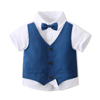 Load image into Gallery viewer, 2 Pieces Set Baby Kid Boys Bow Tops And Solid Color Shorts Wholesale 230210117
