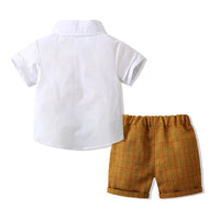 Load image into Gallery viewer, 2 Pieces Set Baby Kid Boys Birthday Party Checked Bow Tops And Shorts Wholesale 230210118
