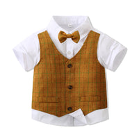 Load image into Gallery viewer, 2 Pieces Set Baby Kid Boys Birthday Party Checked Bow Tops And Shorts Wholesale 230210118
