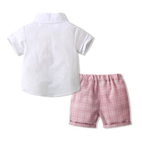 Load image into Gallery viewer, 2 Pieces Set Baby Kid Boys Birthday Party Checked Bow Tops And Shorts Wholesale 230210118
