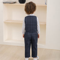 Load image into Gallery viewer, 3 Pieces Set Baby Kid Boys Birthday Party Solid Color Bow Shirts Checked Vests Waistcoats And Pants Wholesale 230210120
