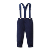 Load image into Gallery viewer, 2 Pieces Set Baby Kid Boys Birthday Party Striped Bow Shirts And Solid Color Jumpsuits Wholesale 230210121
