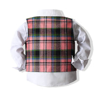 Load image into Gallery viewer, 3 Pieces Set Baby Kid Boys Birthday Party Bow Shirts Checked Vests Waistcoats And Pants Wholesale 230210122

