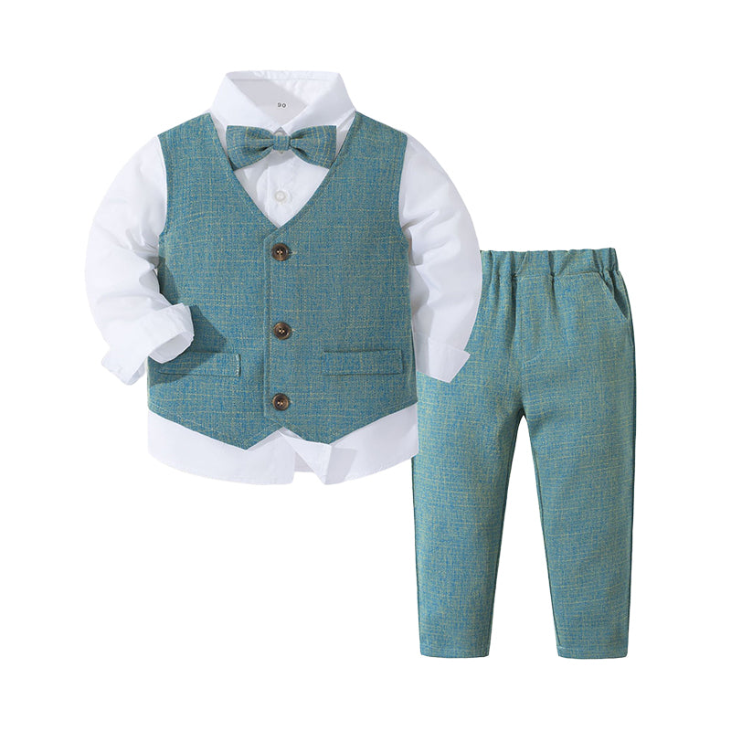 2 Pieces Set Baby Kid Boys Birthday Party Bow Tops And Solid Color Pants Wholesale 230210128