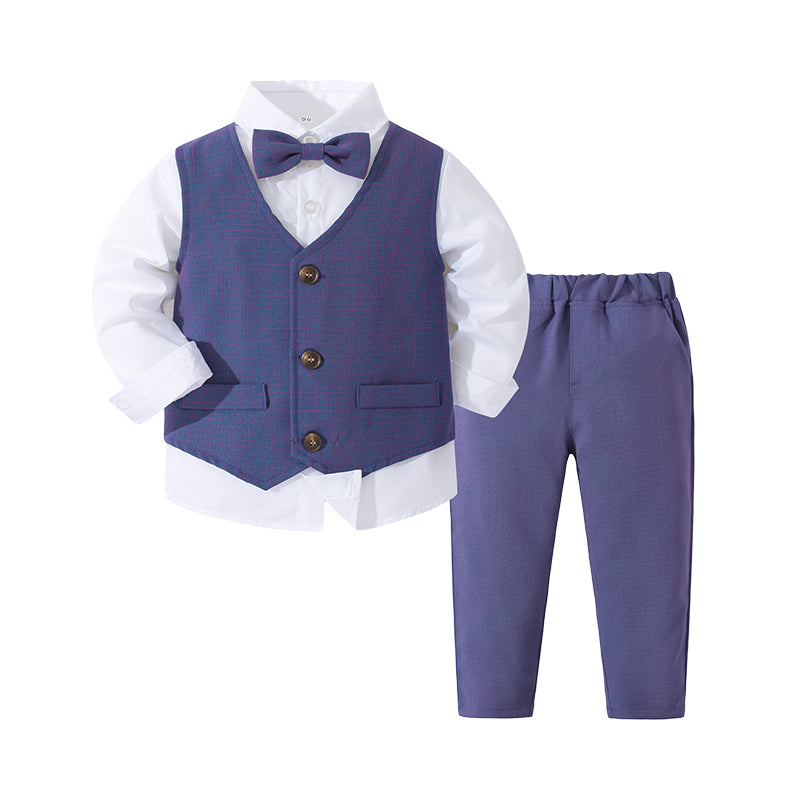 2 Pieces Set Baby Kid Boys Birthday Party Bow Tops And Solid Color Pants Wholesale 230210128