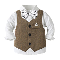 Load image into Gallery viewer, 3 Pieces Set Baby Kid Boys Birthday Party Solid Color Dinosaur Bow Shirts Vests Waistcoats And Pants Wholesale 230210129
