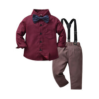 Load image into Gallery viewer, 2 Pieces Set Baby Kid Boys Birthday Party Bow Shirts And Solid Color Jumpsuits Wholesale 230210130
