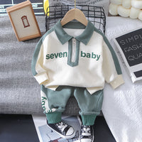 Load image into Gallery viewer, 2 Pieces Set Baby Kid Boys Letters Polo Shirts And Pants Wholesale 230210133
