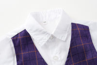 Load image into Gallery viewer, 2 Pieces Set Baby Kid Boys Birthday Party Checked Bow Shirts And Solid Color Pants Wholesale 230210136
