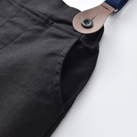 Load image into Gallery viewer, 2 Pieces Set Baby Kid Boys Birthday Party Striped Bow Shirts And Solid Color Jumpsuits Wholesale 230210160
