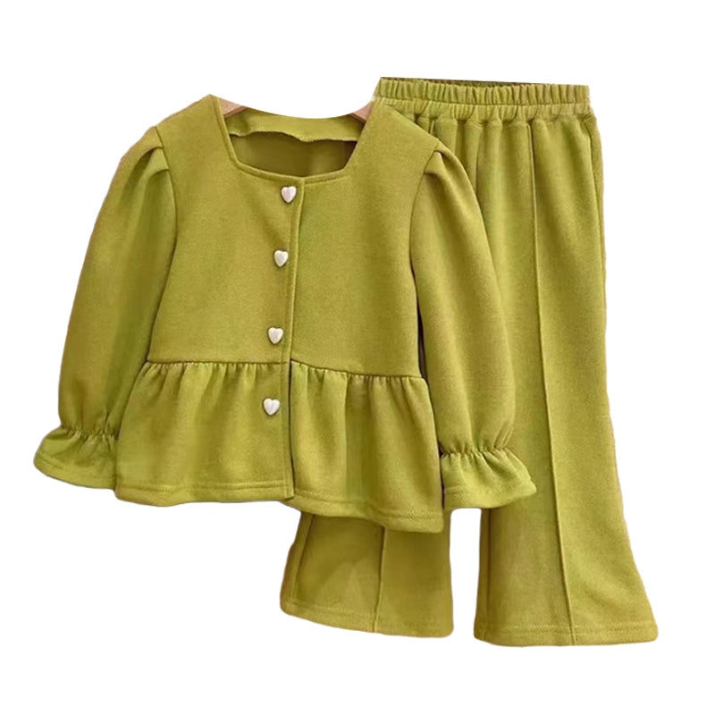 2 Pieces Set Baby Kid Girls Solid Color Jackets Outwears And Pants Wholesale 230210164