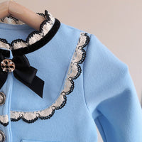 Load image into Gallery viewer, 2 Pieces Set Baby Kid Girls Bow Jackets Outwears And Color-blocking Pants Wholesale 230210233
