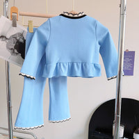 Load image into Gallery viewer, 2 Pieces Set Baby Kid Girls Bow Jackets Outwears And Color-blocking Pants Wholesale 230210233
