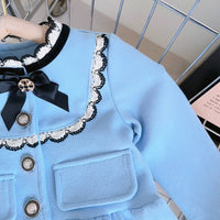 Load image into Gallery viewer, 2 Pieces Set Baby Kid Girls Bow Jackets Outwears And Color-blocking Pants Wholesale 230210233
