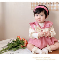 Load image into Gallery viewer, 2 Pieces Set Baby Girls Solid Color Tops And Bow Rompers Wholesale 230210240
