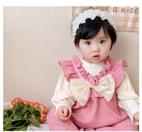 Load image into Gallery viewer, 2 Pieces Set Baby Girls Solid Color Tops And Bow Rompers Wholesale 230210240
