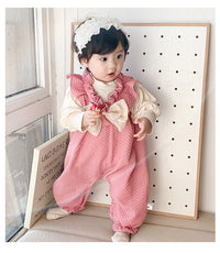 Load image into Gallery viewer, 2 Pieces Set Baby Girls Solid Color Tops And Bow Rompers Wholesale 230210240

