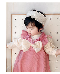 Load image into Gallery viewer, 2 Pieces Set Baby Girls Solid Color Tops And Bow Rompers Wholesale 230210240
