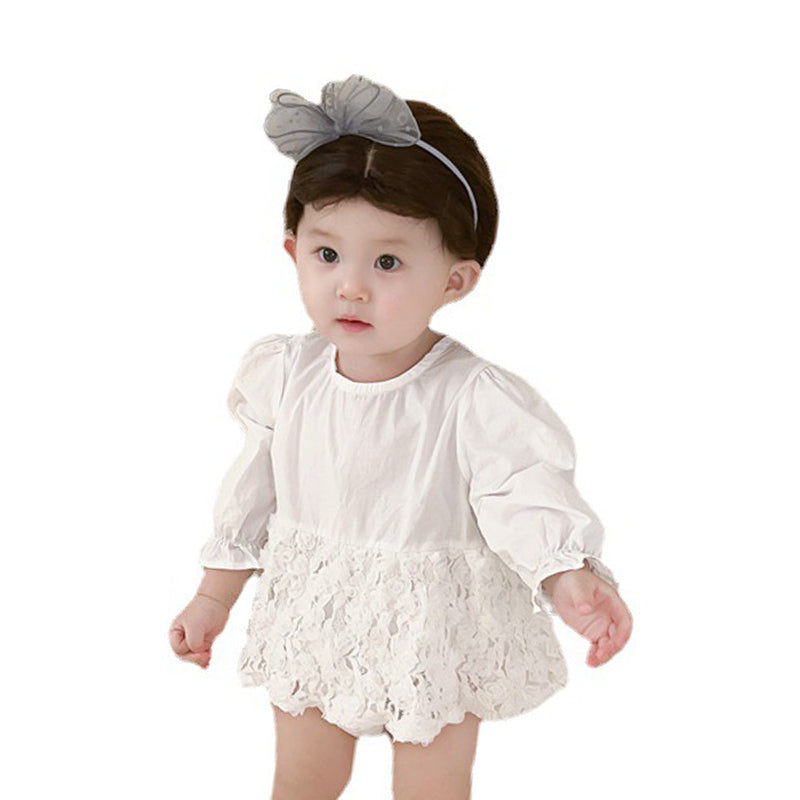 Baby Girls Flower Lace Birthday Rompers Wholesale 230210249