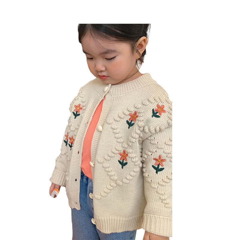Baby Kid Girls Flower Crochet Embroidered Cardigan Wholesale 230210256