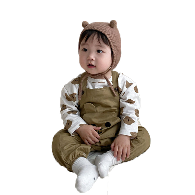 2 Pieces Set Baby Unisex Animals Cartoon Print Tops And Expression Jumpsuits Wholesale 230210273