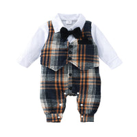 Load image into Gallery viewer, Baby Boys Color-blocking Checked Bow Jumpsuits Wholesale 23021028
