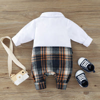 Load image into Gallery viewer, Baby Boys Color-blocking Checked Bow Jumpsuits Wholesale 23021028
