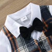 Load image into Gallery viewer, Baby Boys Color-blocking Checked Bow Jumpsuits Wholesale 23021028
