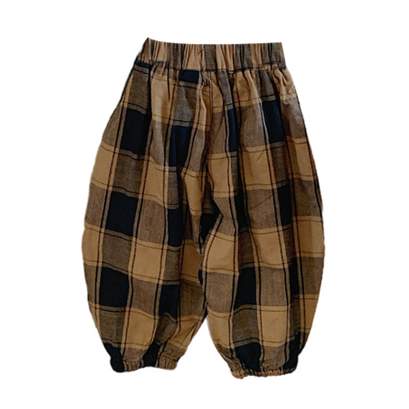 Baby Kid Unisex Checked Pants Wholesale 230210300