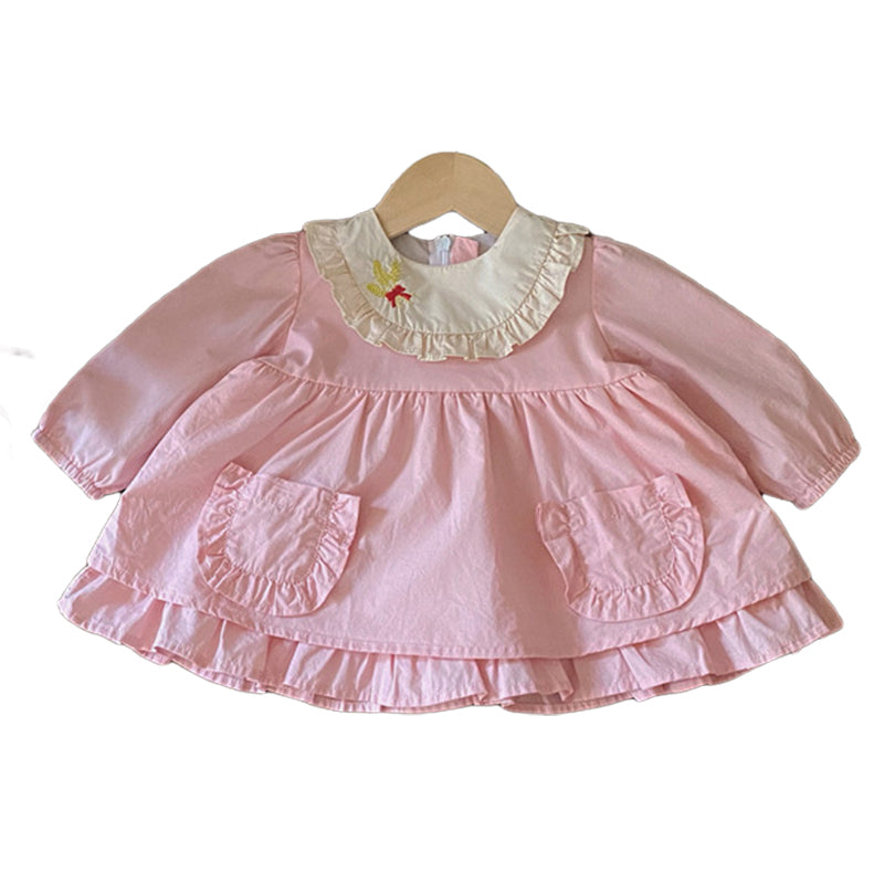 Baby Kid Girls Bow Embroidered Dresses Wholesale 230210332