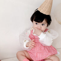 Load image into Gallery viewer, 2 Pieces Set Baby Girls Love heart Print Tops And Checked Rompers Wholesale 230210368
