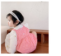 Load image into Gallery viewer, 2 Pieces Set Baby Girls Love heart Print Tops And Checked Rompers Wholesale 230210368

