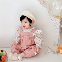 Load image into Gallery viewer, 2 Pieces Set Baby Girls Flower Print Tops And Embroidered Pants Wholesale 230210383
