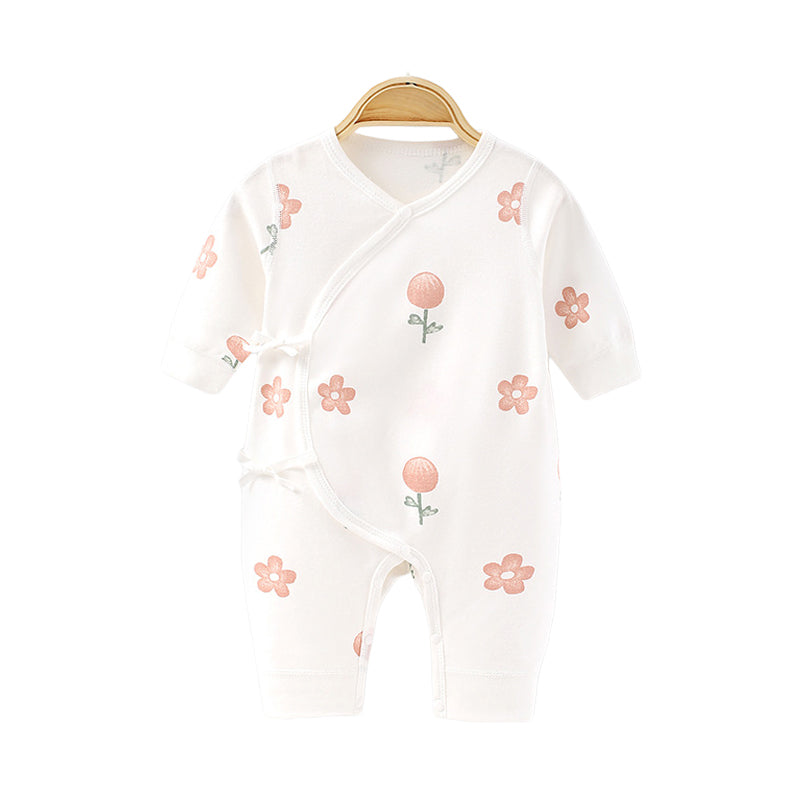 Baby Unisex Flower Print Jumpsuits Wholesale 23021081