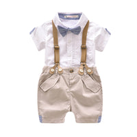 Load image into Gallery viewer, 2 Pieces Set Baby Kid Boys Birthday Bow Shirts And Checked Rompers Wholesale 23021301
