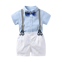 Load image into Gallery viewer, 2 Pieces Set Baby Kid Boys Birthday Bow Shirts And Checked Rompers Wholesale 23021301
