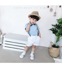 Load image into Gallery viewer, 2 Pieces Set Baby Kid Boys Birthday Bow Shirts And Checked Rompers Wholesale 23021301
