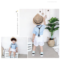 Load image into Gallery viewer, 2 Pieces Set Baby Kid Boys Birthday Bow Shirts And Checked Rompers Wholesale 23021301
