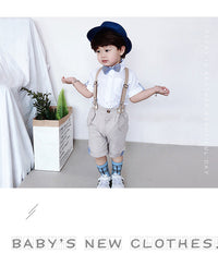 Load image into Gallery viewer, 2 Pieces Set Baby Kid Boys Birthday Bow Shirts And Checked Rompers Wholesale 23021301
