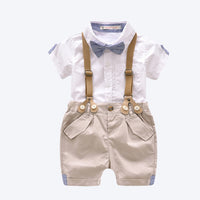 Load image into Gallery viewer, 2 Pieces Set Baby Kid Boys Birthday Bow Shirts And Checked Rompers Wholesale 23021301
