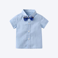 Load image into Gallery viewer, 2 Pieces Set Baby Kid Boys Birthday Bow Shirts And Checked Rompers Wholesale 23021301
