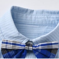 Load image into Gallery viewer, 2 Pieces Set Baby Kid Boys Birthday Bow Shirts And Checked Rompers Wholesale 23021301
