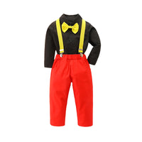 Load image into Gallery viewer, 2 Pieces Set Baby Kid Boys Birthday Party Solid Color Bow Shirts And Jumpsuits Wholesale 230213151
