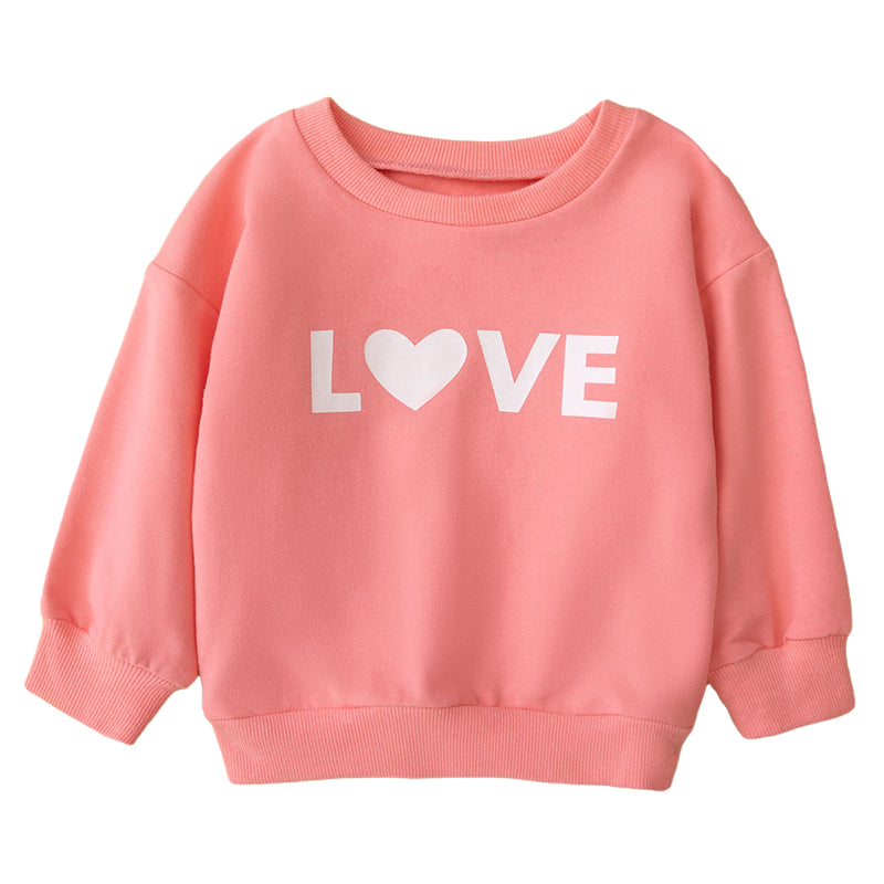 Baby Kid Girls Letters Love heart Valentine's Day Hoodies Sweatshirts Wholesale 230213155